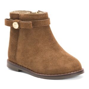 Janie and Jack Fall Basics Bootie Infant Size 4 Brown Suede Leather Zip Closure